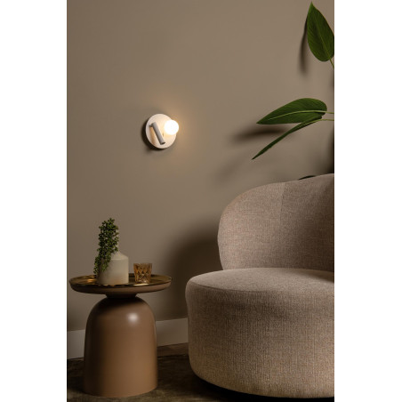 Lucide MATIZ - Lampe de chevet / Applique mural - Ø 16,5 cm - LED - 3000K - Point de rechargement USB - Blanc