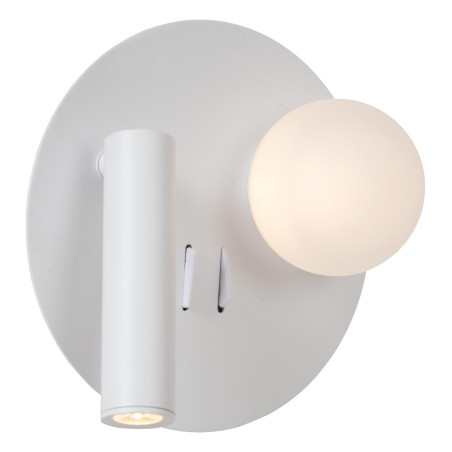 Lucide MATIZ - Lampe de chevet / Applique mural - Ø 16,5 cm - LED - 3000K - Point de rechargement USB - Blanc