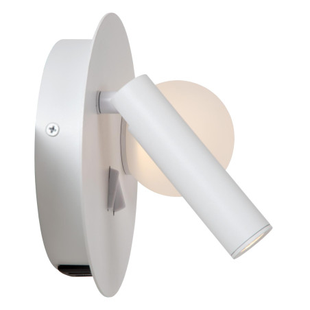 Lucide MATIZ - Lampe de chevet / Applique mural - Ø 16,5 cm - LED - 3000K - Point de rechargement USB - Blanc