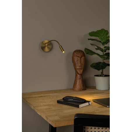 Lucide JOLIJN - Lampe de chevet / Applique mural Rechargeable - Batterie/Piles - Ø 11 cm - LED - 1x2W 3000K - Magnétique - Or