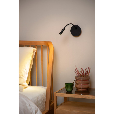 Lucide JOLIJN - Lampe de chevet / Applique mural Rechargeable - Batterie/Piles - Ø 11 cm - LED - 1x2W 3000K - Magnétique - Noir