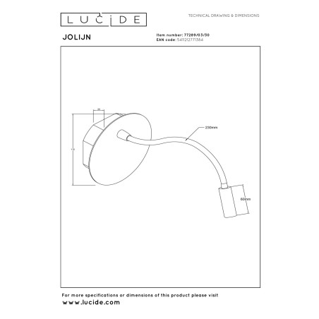 Lucide JOLIJN - Lampe de chevet / Applique mural Rechargeable - Batterie/Piles - Ø 11 cm - LED - 1x2W 3000K - Magnétique - Noir