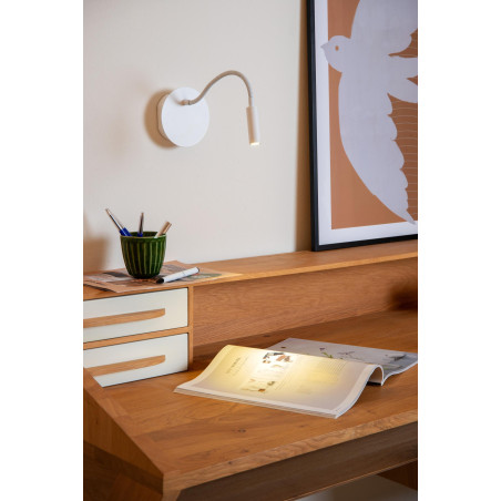Lucide JOLIJN - Lampe de chevet / Applique mural Rechargeable - Batterie/Piles - Ø 11 cm - LED - 1x2W 3000K - Magnétique - Blanc