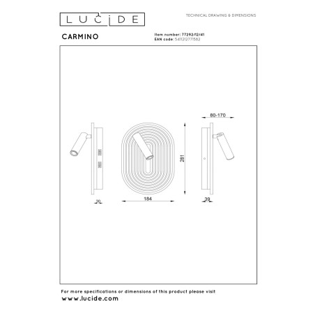 Lucide CARMINO - Applique murale - LED - 2700K - Taupe - Essential