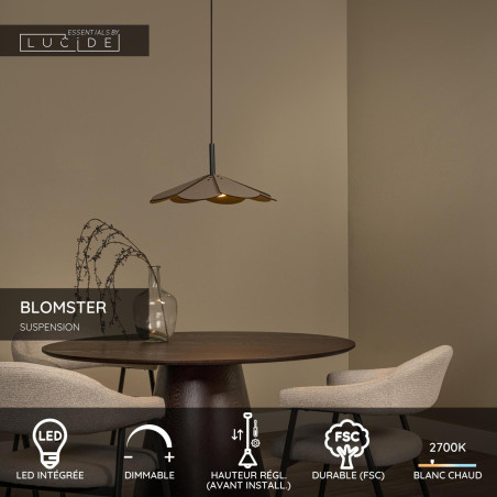 Lucide BLOMSTER - Suspension - Ø 47 cm - LED Dim. - 1x9W 2700K - Taupe - Essential