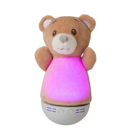 Lucide DOLLY - Veilleuse Chambres d'enfant - Piles - LED - 1x3W 2700K - Avec fonctionnalité musicale - Brun
