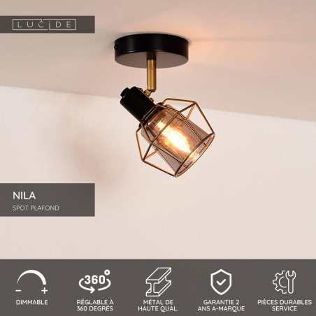 Lucide NILA - Spot plafond - 1xE14 - Noir