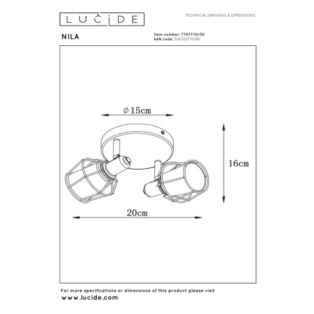 Lucide NILA - Spot plafond - 2xE14 - Noir