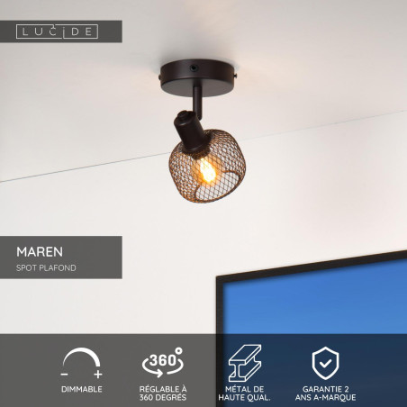 Lucide MAREN - Spot plafond - 1xE14 - Noir