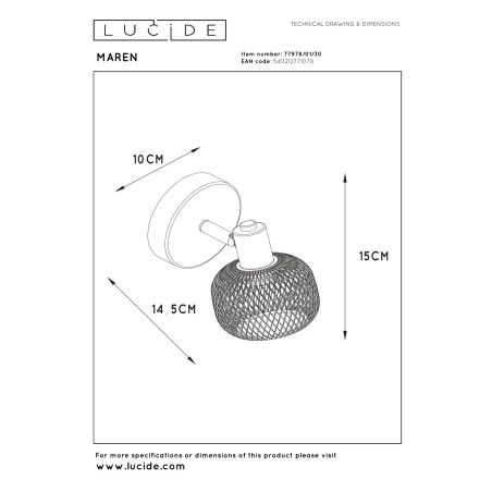 Lucide MAREN - Spot plafond - 1xE14 - Noir
