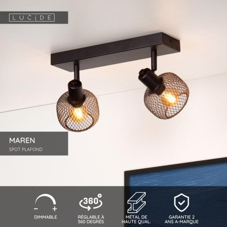Lucide MAREN - Spot plafond - 2xE14 - Noir