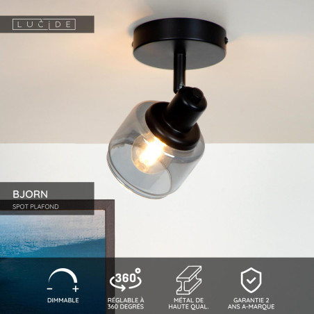 Lucide BJORN - Spot plafond - 1xE14 - Noir