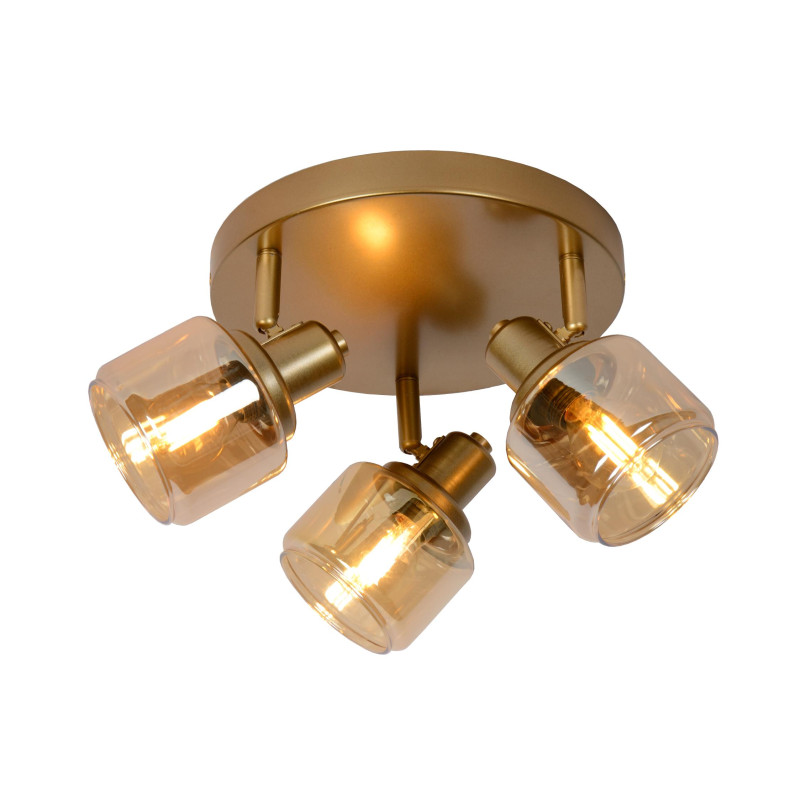 Lucide BJORN - Spot plafond - Ø 38 cm - 3xE14 - Or Mat / Laiton
