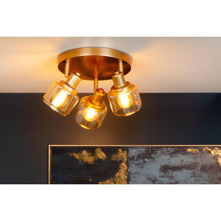 Lucide BJORN - Spot plafond - Ø 38 cm - 3xE14 - Or Mat / Laiton