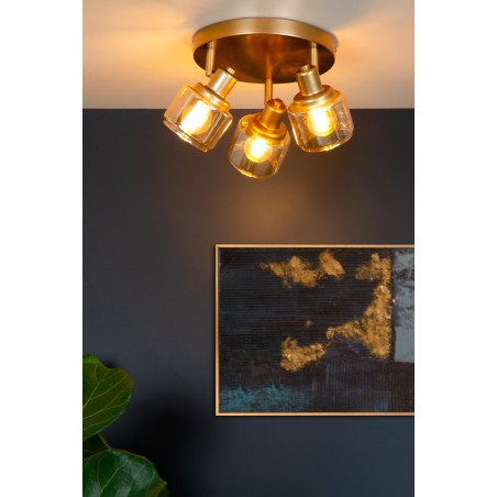 Lucide BJORN - Spot plafond - Ø 38 cm - 3xE14 - Or Mat / Laiton