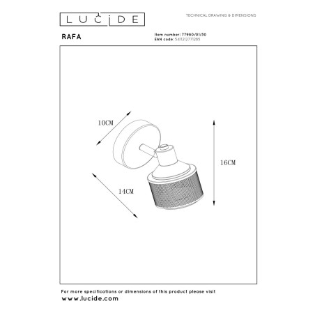 Lucide RAFA - Spot plafond - 1xE14 - Noir