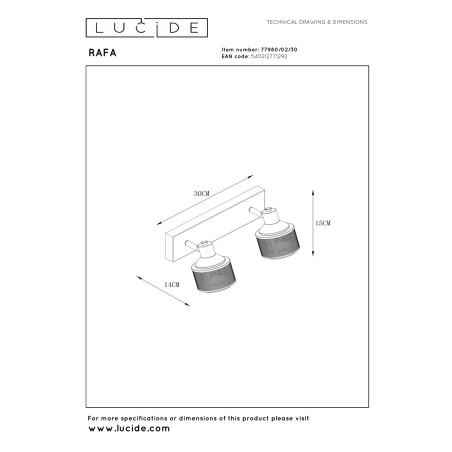 Lucide RAFA - Spot plafond - 2xE14 - Noir