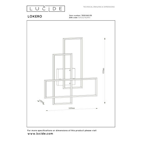 Lucide LOKERO - Plafonnier - LED Dim. - CCT - 1x60W 2700K/4000K - Noir