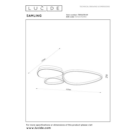 Lucide SAMLING - Plafonnier - LED Dim. - CCT - 1x30W 2700K/4000K - Taupe