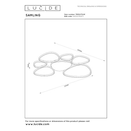 Lucide SAMLING - Plafonnier - LED Dim. - CCT - 1x72W 2700K/4000K - Taupe