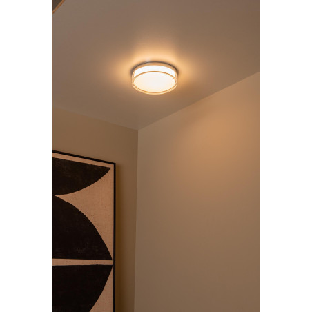 Lucide PLANO - Plafonnier Salle de bains - Ø 23 cm - LED Dim. - CCT - 1x11W 2700K/4000K - IP44 - Opalin