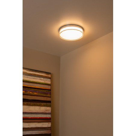 Lucide PLANO - Plafonnier Salle de bains - Ø 28 cm - LED Dim. - CCT - 1x16W 2700K/4000K - IP44 - Opalin
