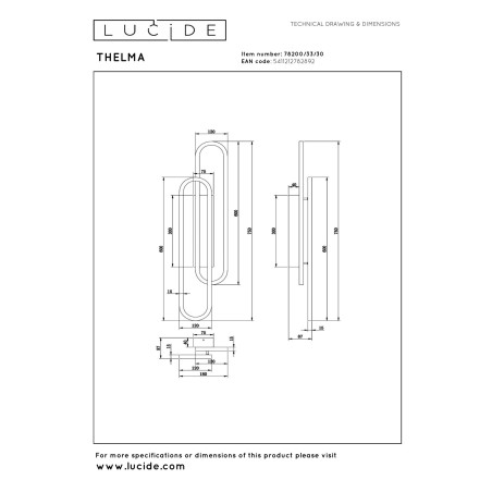 Lucide THELMA - Applique murale - LED Dim. - 1x35W 2700K - Noir