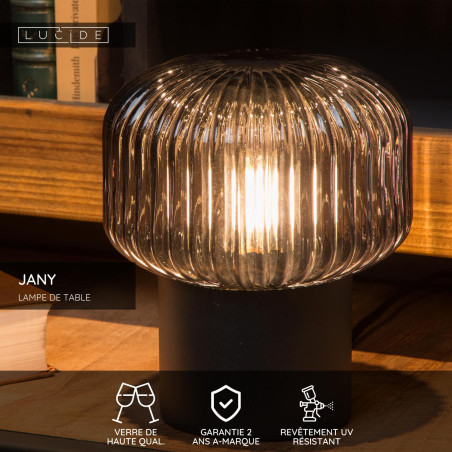 Lucide JANY - Lampe de table - Ø 16 cm - 1xE14 - Noir