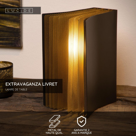 Lucide EXTRAVAGANZA LIVRET - Lampe de table - 1xE14 - Noir