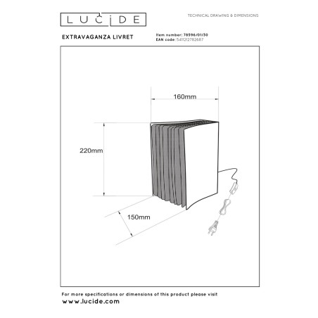 Lucide EXTRAVAGANZA LIVRET - Lampe de table - 1xE14 - Noir