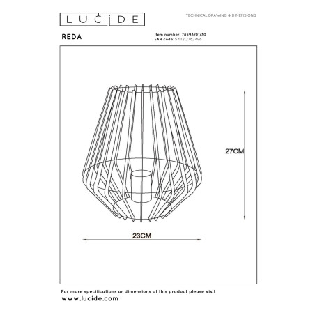 Lucide REDA - Lampe de table - 1xE27 - Noir