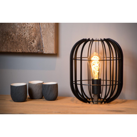 Lucide REDA - Lampe de table - Ø 22 cm - 1xE27 - Noir
