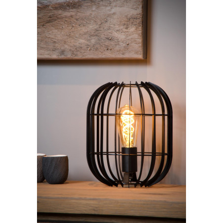 Lucide REDA - Lampe de table - Ø 22 cm - 1xE27 - Noir