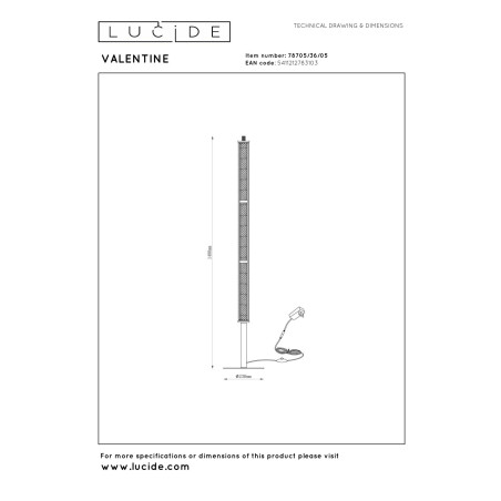 Lucide VALENTINE - Lampadaire - Ø 23 cm - LED Dim. - CCT - 1x37W 2200K/3000K - Champagne Couleur - Vibes