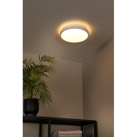 Lucide DASHER - Plafonnier Salle de bains - Ø 29,3 cm - LED - 1x12W 2700K - IP44 - Détecteur De Mouvement - Blanc