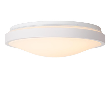 Lucide DASHER - Plafonnier Salle de bains - Ø 34,8 cm - LED - 1x18W 2700K - IP44- Détecteur De Mouvement & Jour/Nuit - Blanc
