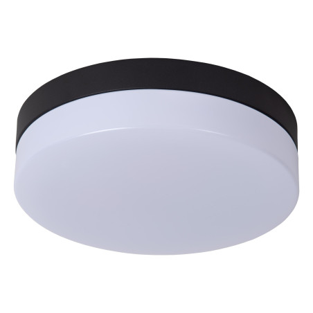 Lucide BISKIT - Plafonnier Salle de bains - Ø 23 cm - LED - 1x12W 2700K - IP44 - Détecteur De Mouvement - Noir