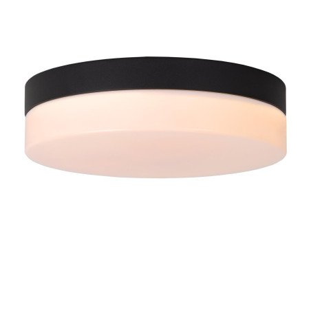 Lucide BISKIT - Plafonnier Salle de bains - Ø 23 cm - LED - 1x12W 2700K - IP44 - Détecteur De Mouvement - Noir