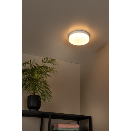 Lucide BISKIT - Plafonnier Salle de bains - Ø 23 cm - LED - 1x12W 2700K - IP44 - Détecteur De Mouvement - Blanc