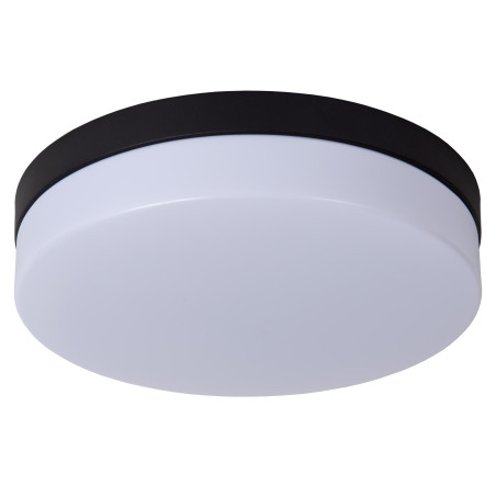 Lucide BISKIT - Plafonnier Salle de bains - Ø 28 cm - LED - 1x18W 2700K - IP44 - Détecteur De Mouvement - Noir