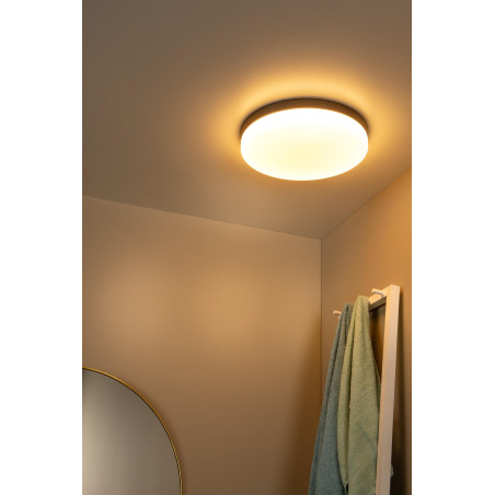 Lucide BISKIT - Plafonnier Salle de bains - Ø 40 cm - LED - 1x36W 2700K - IP44 - Détecteur De Mouvement - Noir