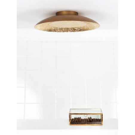 Lucide FOSKAL - Plafonnier - Ø 34,5 cm - LED - 1x12W 2700K - Laiton