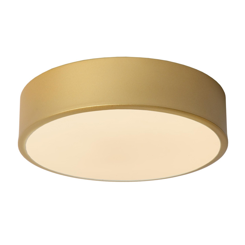 Lucide UNAR - Plafonnier - Ø 20 cm - LED 3 StepDim - 1x12W 2700K - Or Mat / Laiton