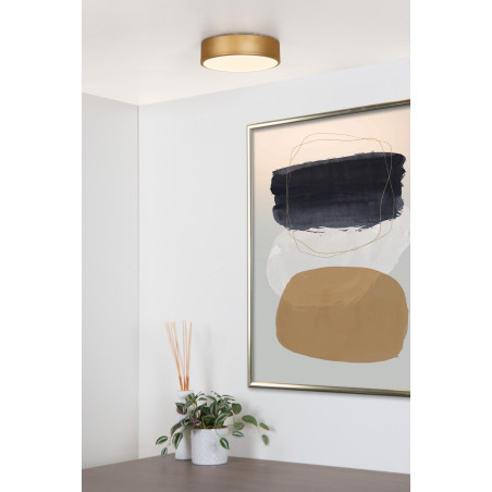Lucide UNAR - Plafonnier - Ø 20 cm - LED 3 StepDim - 1x12W 2700K - Or Mat / Laiton