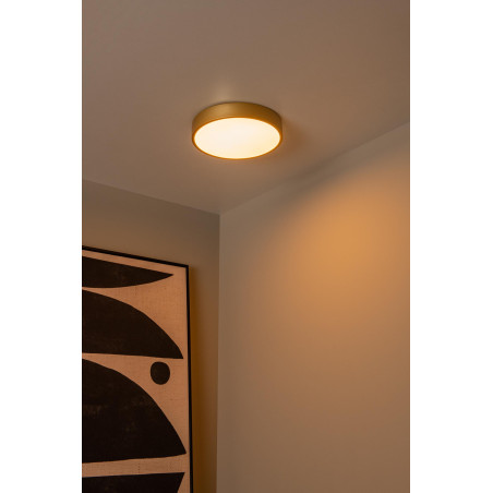 Lucide UNAR - Plafonnier - Ø 30 cm - LED 3 StepDim - 1x18W 2700K - Or Mat / Laiton