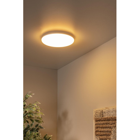 Lucide OLSON - Plafonnier Salle de bains - Ø 29 cm - LED - CCT - 1x24W 3000K/6500K - IP44 - Opalin