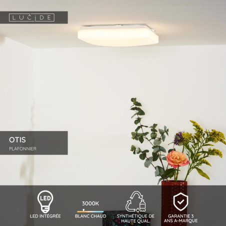 Lucide OTIS - Plafonnier - LED - 1x20W 3000K - Opalin