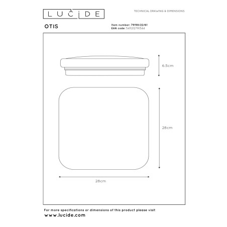 Lucide OTIS - Plafonnier - LED - 1x20W 3000K - Opalin