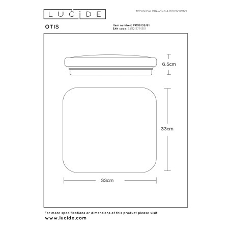 Lucide OTIS - Plafonnier - LED - 1x32W 3000K - Opalin