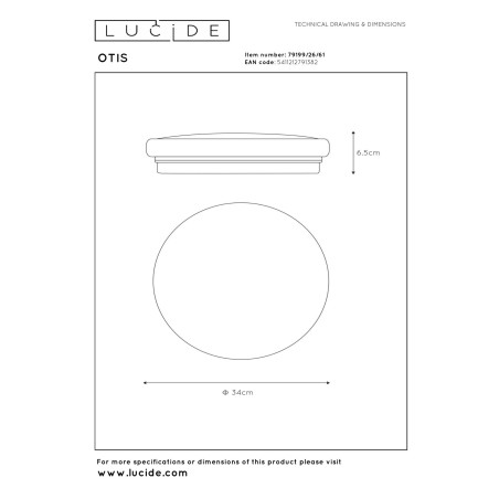 Lucide OTIS - Plafonnier - Ø 34 cm - LED - 1x24W 3000K - Opalin